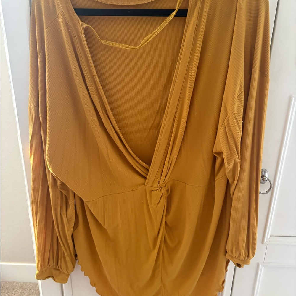 FP Movement by Free People Mustard Draped Blouse